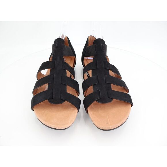 Gentle Souls Lennon Sandals Womens Size 10 Black Leather Gladiator Slip on Flats - Picture 3 of 11